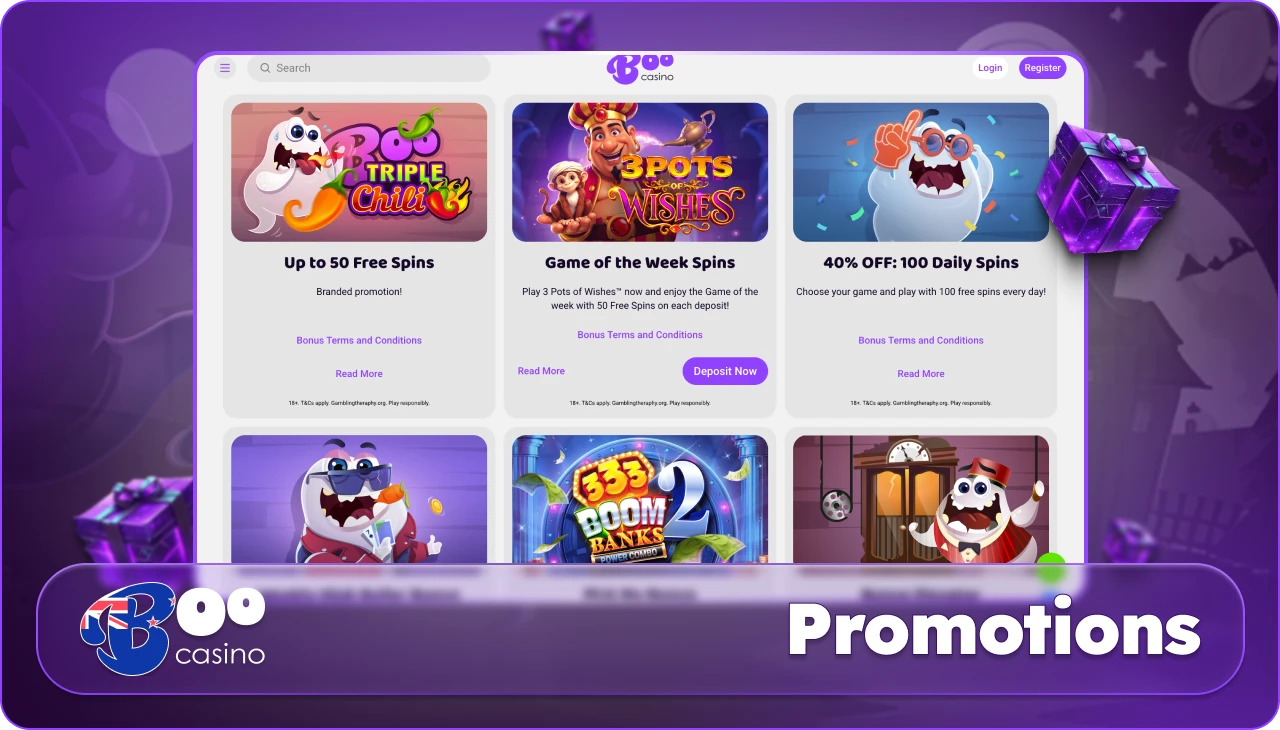 Overview of bonus offers and promotional campaigns available at Boo Casino